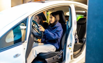 Girls playing the car game